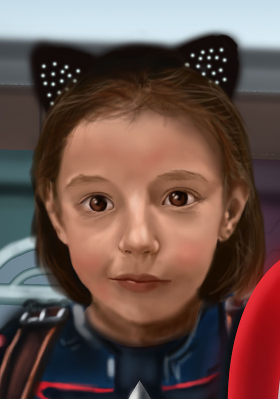 /Gran fan de Disney y de Marvel. Ilustración de una niña de 6 años como Capitán América.