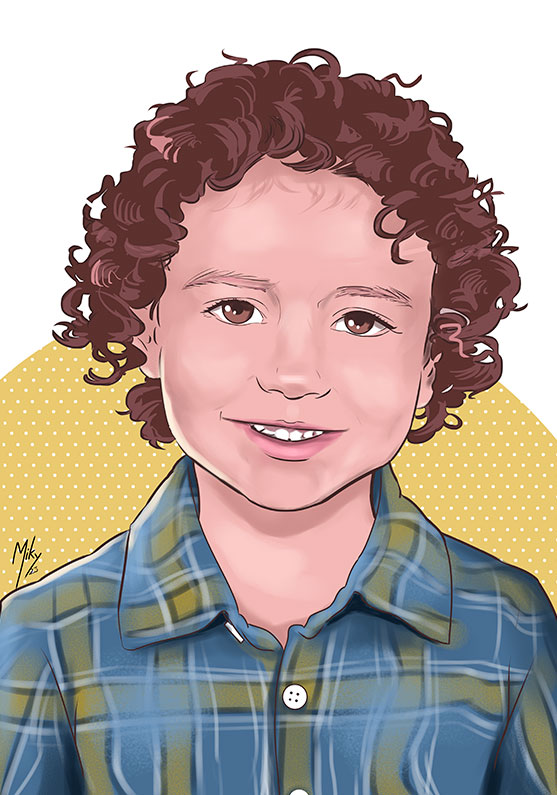 Retrato de un niño al estilo cómic o cartoon. Ideal para decorar la habitación juvenil del cualquier hogar