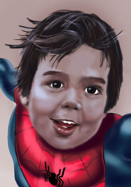/Dibujo de un niño convertido en spiderman
