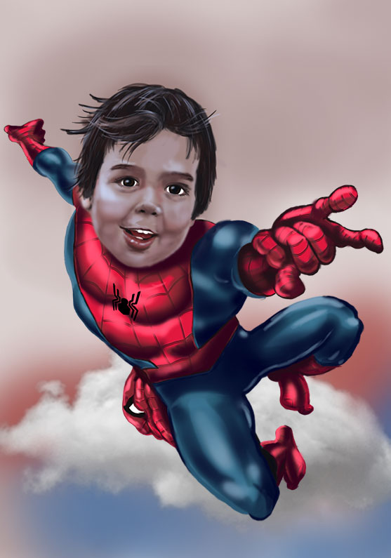 /Dibujo de un niño convertido en spiderman