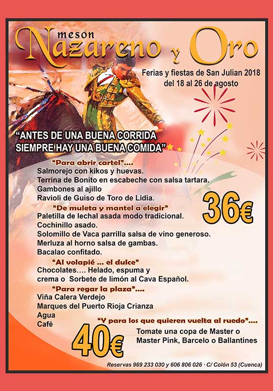 Diseño de la carta de platos especiales para las fiestas de San Julián de Cuenca para el asador 
