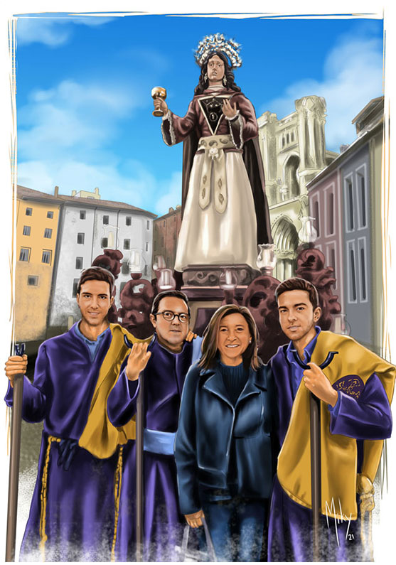 /Retrato de una familia, hermanos de la cofradía de María Magdalena de la procesión de semana santa de Cuenca