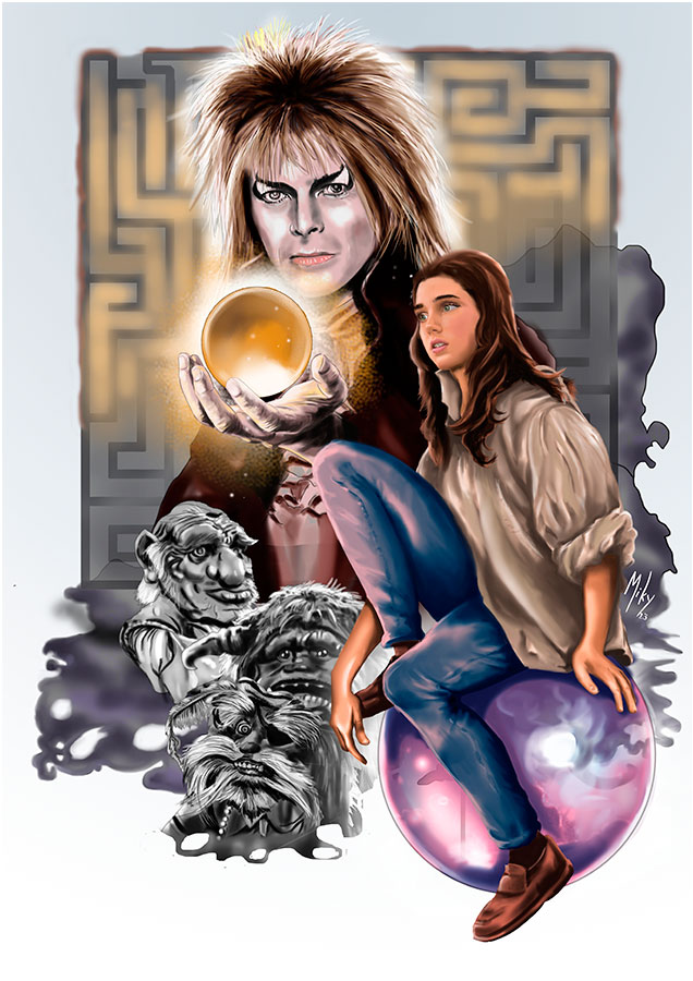 /Ilustración basada en la película de 1986, Dentro del laberinto, protagonizada por David Bowie y Jennifer Connelly