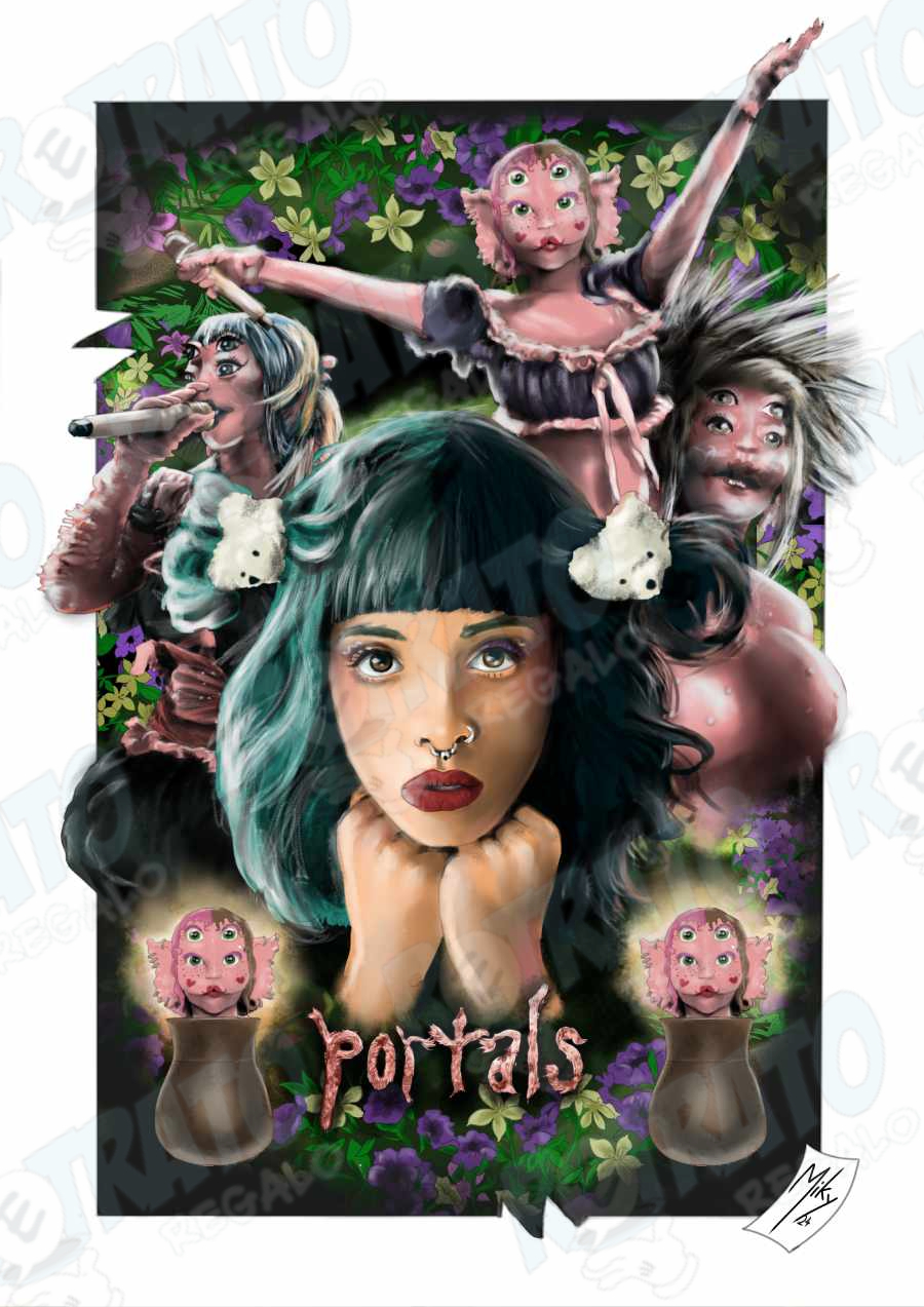 /Ilustración a modo de portada de Melanie Martínez de la gira Portals