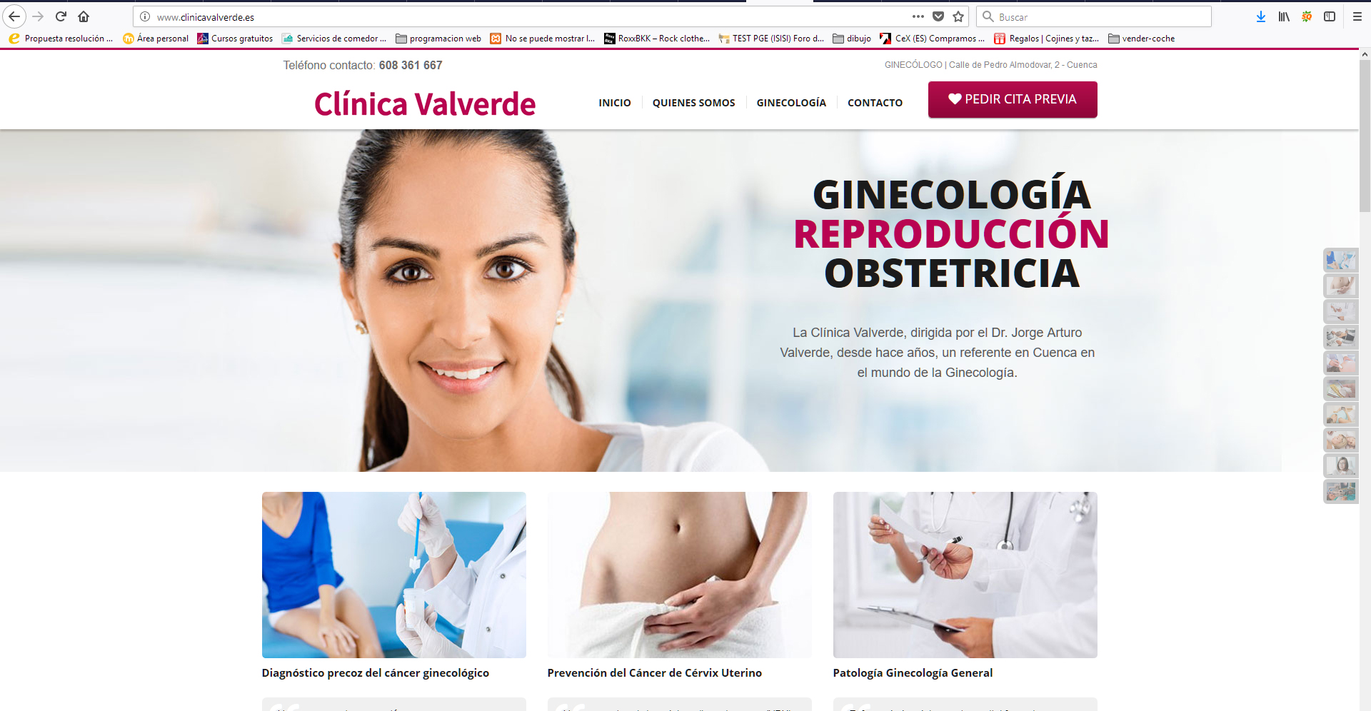 Página web de Clínica Valverde.