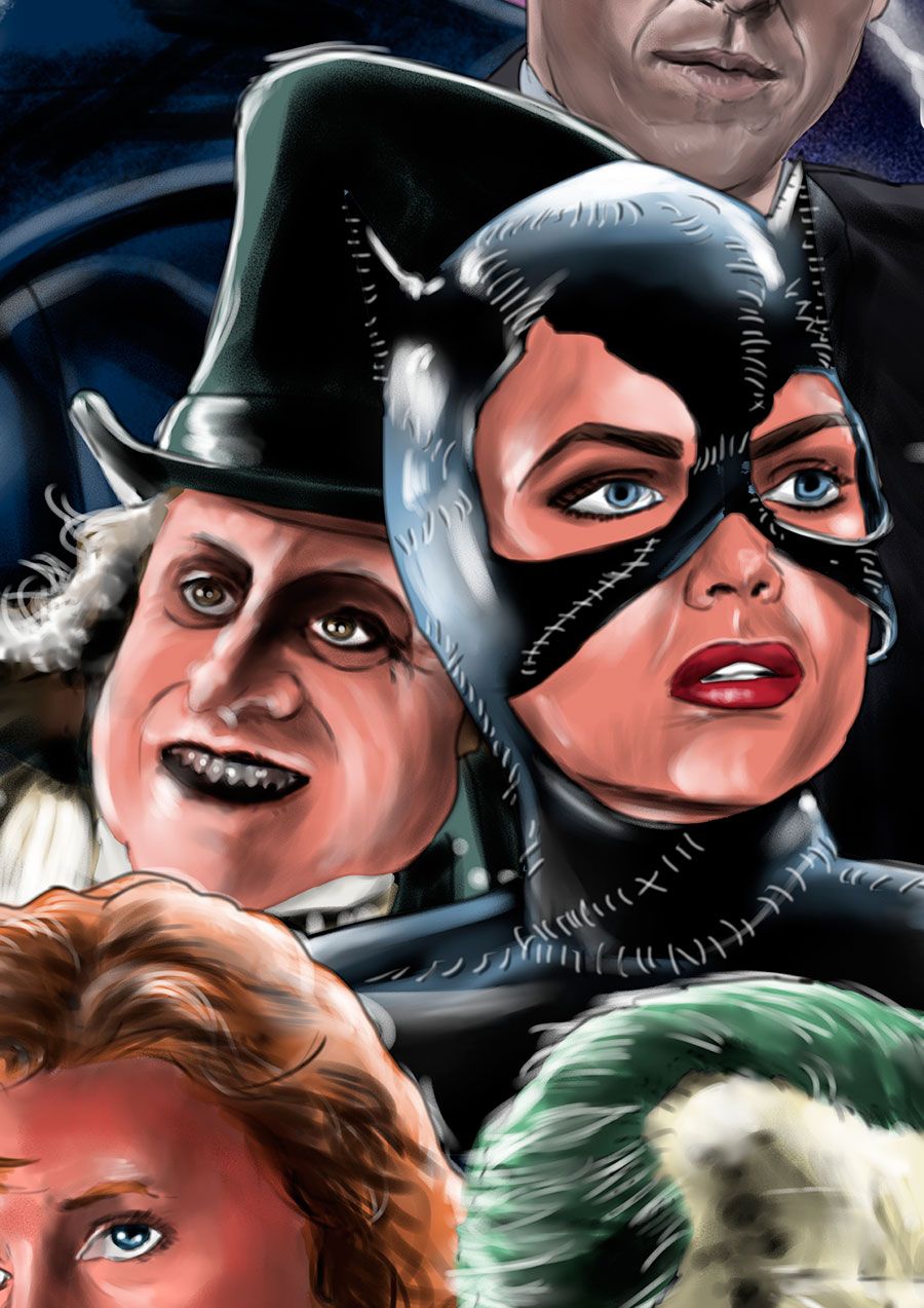 Detalle 3 Batman del director Tim Burton y del actor Michael Keaton. Representación de las peliculas Batman y Batman vuelve