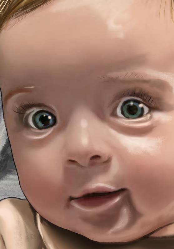 Detalle 2 Retrato de bebe con un fondo de Cuenca