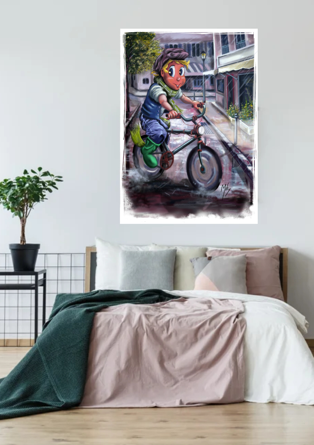 Detalle 4 Ilustración de un paseo en bicicleta por una calle de París