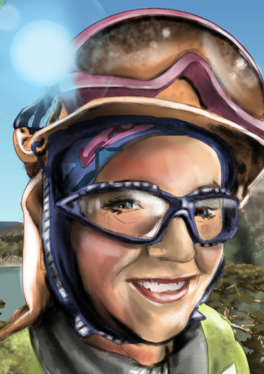 Detalle 2 Ilustración para el día de la mujer trabajadora, día 8 de marzo de 2025. Dibujo de Bombera forestal, trabajadora de la empresa pública Geacam