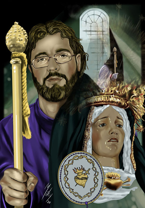 Detalle 1 Retrato de un hermano de la hermandad de La Soledad del Puente. Paso de Semana santa de la Soledad de Puente de Cuenca