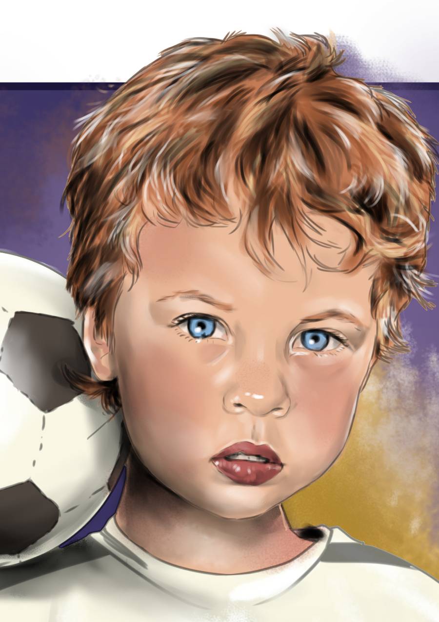 Detalle 2 Retrato de un joven amante del equipo Real Madrid