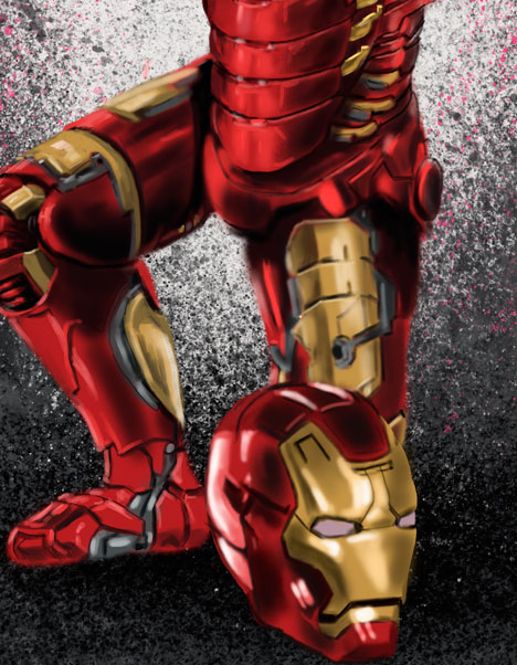 Detalle 3 Niña fan de Iron Man. Ilustración de una niña de 11 años dentro de la armadura de Iron Man