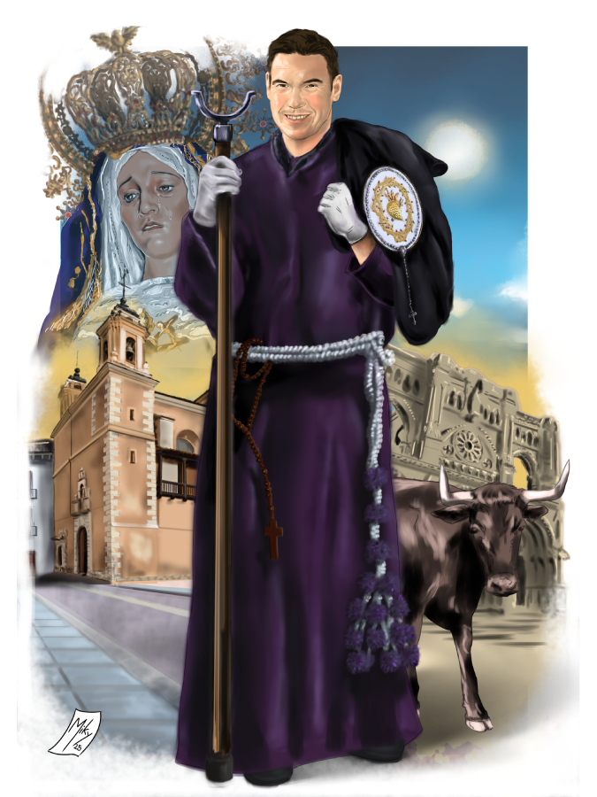 Detalle 1 Retrato de nazareno en Semana Santa combinado con la fiesta de San Mateo de Cuenca