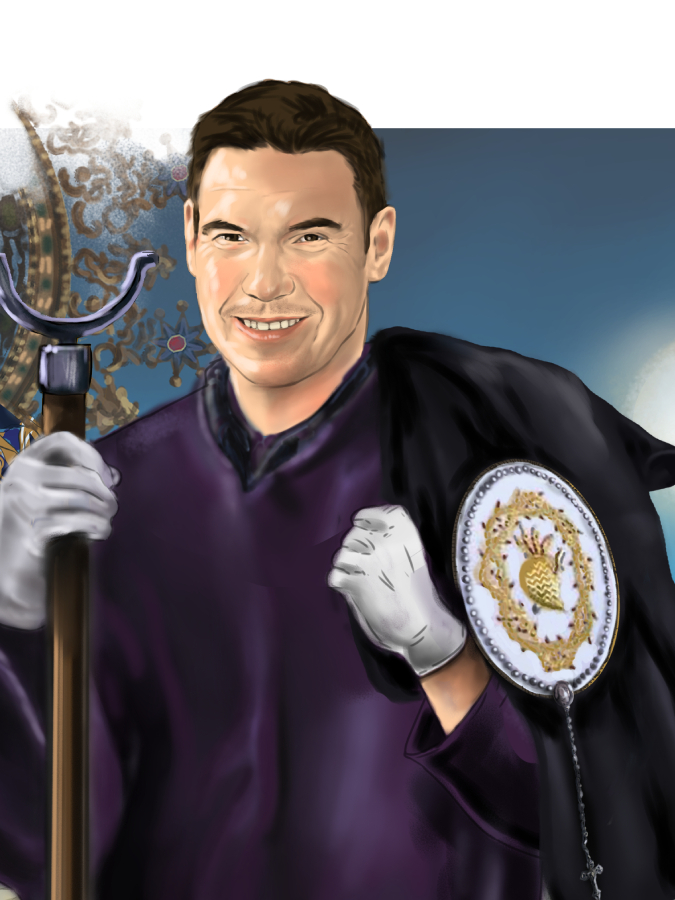 Detalle 2 Retrato de nazareno en Semana Santa combinado con la fiesta de San Mateo de Cuenca