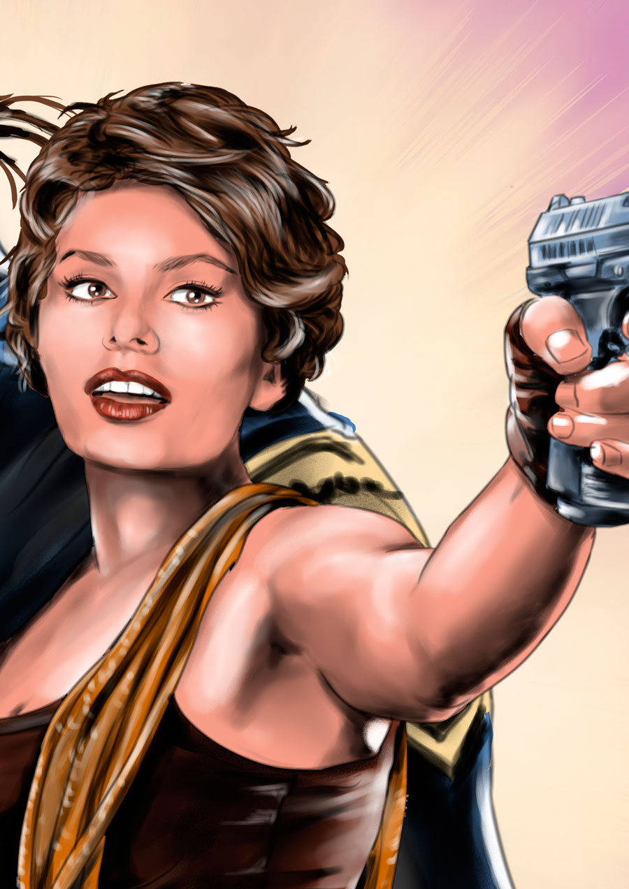 Detalle 2 Cartel de una película ficticia de Sofia Loren, Lady Cop. Saga películas imposibles