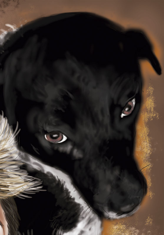 Detalle 3 Dibujo de una chica y su perro