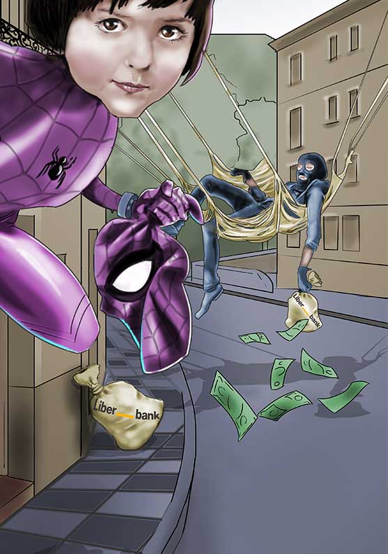 Detalle 3 Dibujo de un niña convertida en Spider Girl.