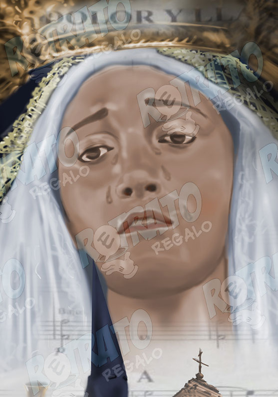 Detalle 2 Óleo de la Virgen de la Soledad del Puente.