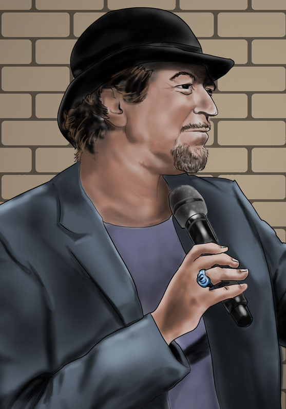 Detalle 3 Dibujo de una chica con su ídolo Joaquín Sabina